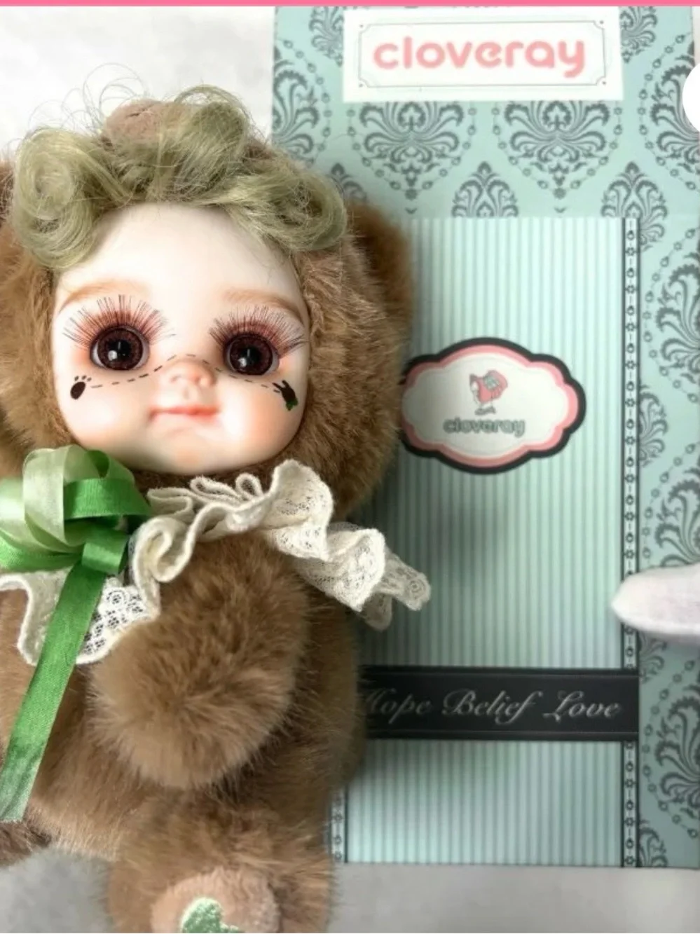 New inbox, Cloveray bear doll. Approximately 8 inches, Brown.